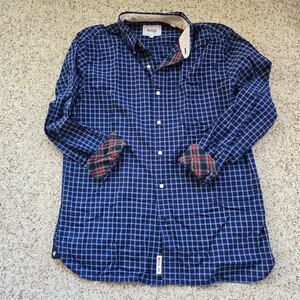 Vintage Stafford Plaid Navy Plaid Long Sleeve Shirt Button Up Shirt Men's Large